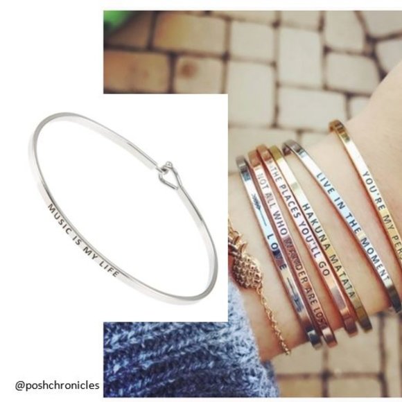 POSH CHRONICLES Jewelry - *3 for $25 - MUSIC IS MY LIFE ENGRAVED BANGLE